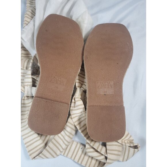 Zara Lace Up Striped Espadrille Sandals 38 , US 7.5  With dust bag - Picture 16 of 16